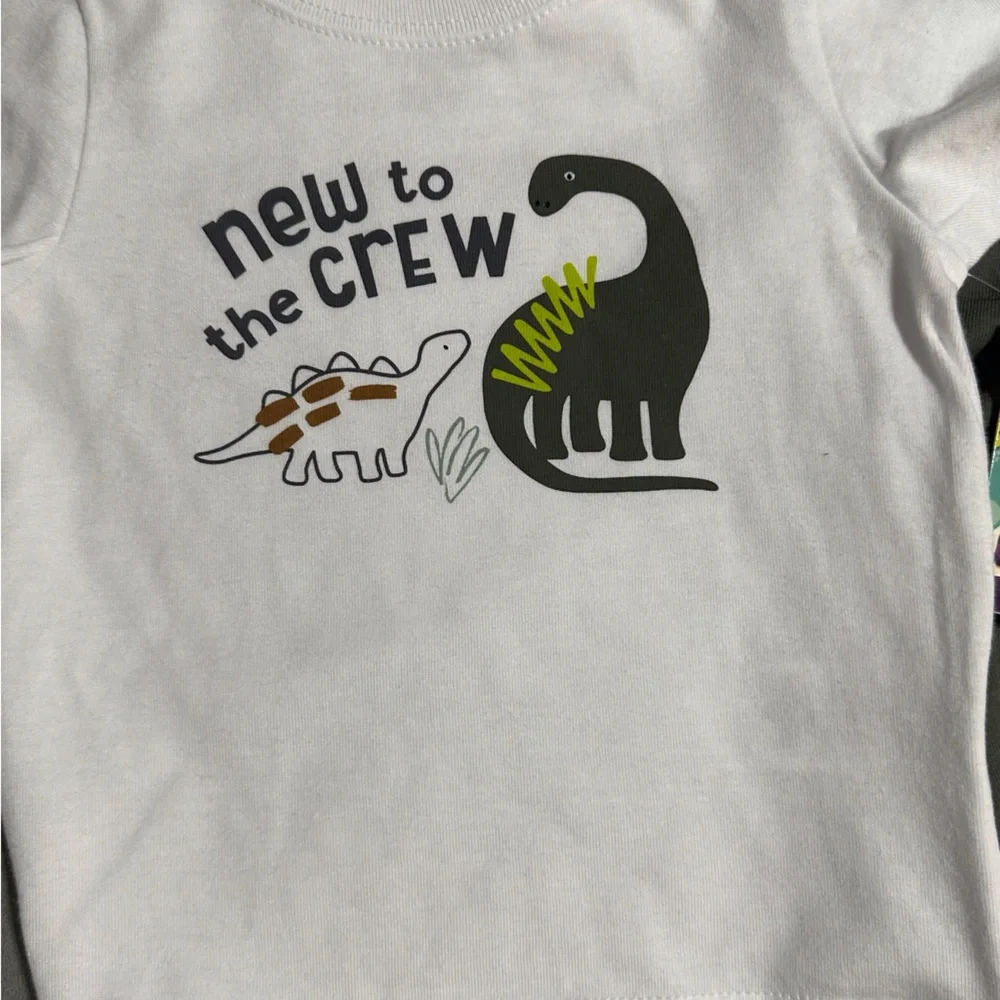 Garanimals boys 12 months dinosaur themed short sleeve t-shirts. Set of 3 - Picture 2 of 6